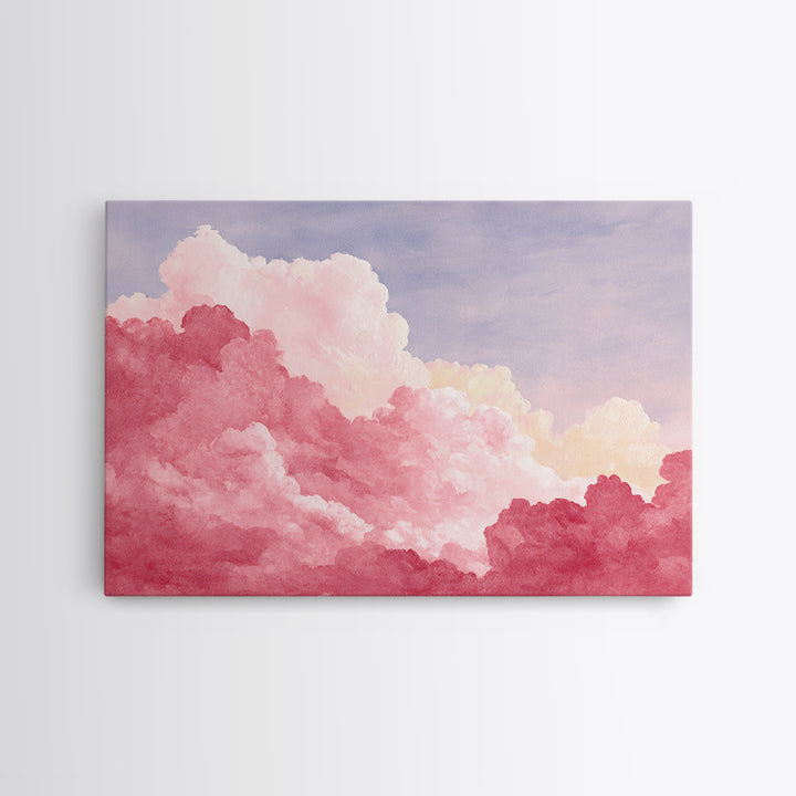 All Pink Cloudscape Framed Canvas Print, Monochrome Art, Gallery Decor, Living Room Decor, Abstract Art, Mono, Contemporary Art, MON-3x2-64