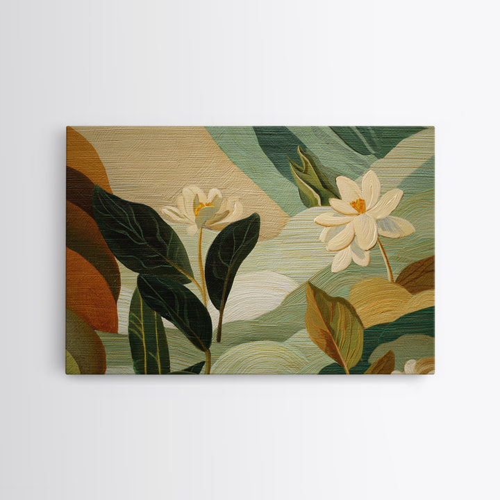 Green Botanical Study Framed Canvas Print, Monochrome Art, Home Decor, Living Room Decor, Fine Art, Mono, Bedroom Decor, MON-3x2-7