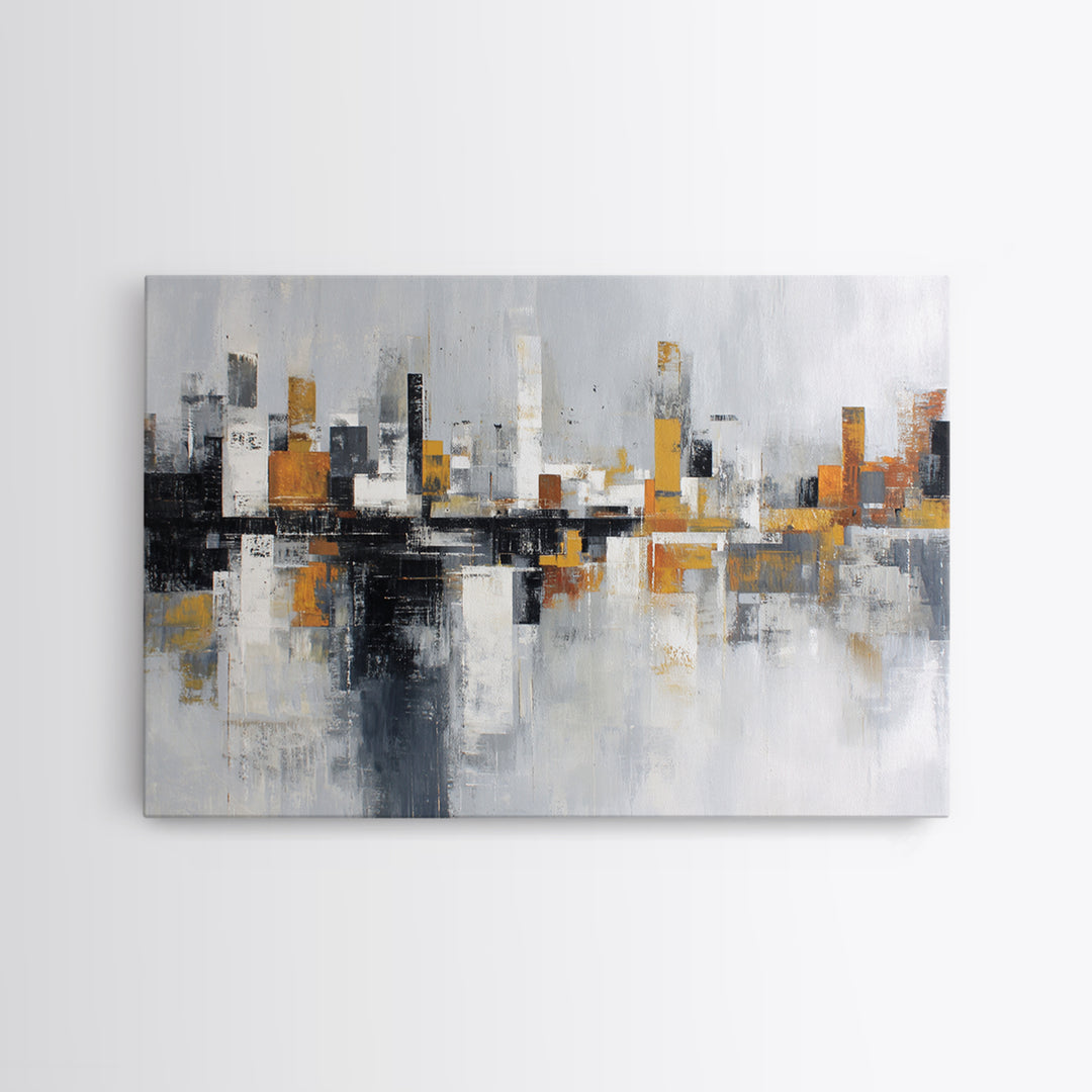 Black and White City Reflection Canvas Print, Monochrome Art, Bird Art, Living Room Decor, Fine Art, Mono, Boho Decor, MON-3x2-73