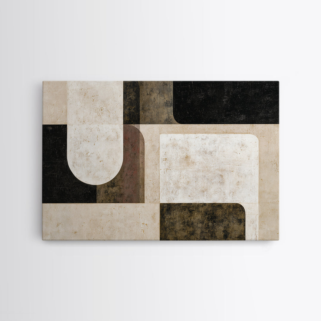 Cream on Cream Minimalist Forms Framed Canvas Print, Monochrome Art, Digital Print, Living Room Decor, Oil Painting, Mono, MON-3x2-74