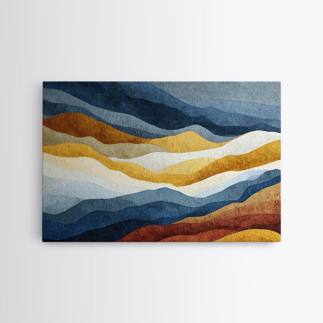 Blue Mountain Ridge Layers Canvas Print, Monochrome Art, Modern Art, Living Room Decor, Fine Art, Mono, Textured Painting, MON-3x2-76