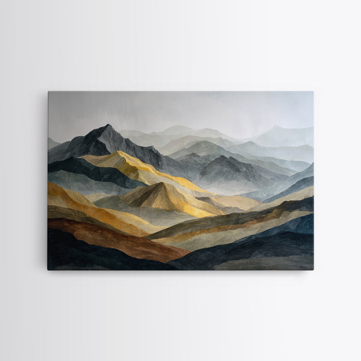 Charcoal Mountain Landscape Framed Canvas Print, Monochrome Art, Original Art, Living Room Decor, Fine Art, Mono, Bird Art, MON-3x2-8