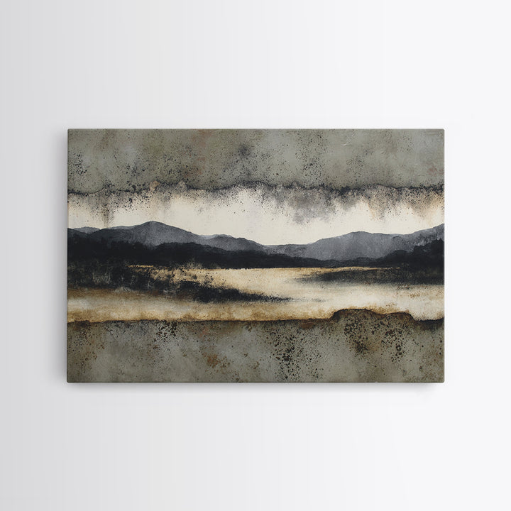 Black Ink Abstract Framed Canvas Print, Monochrome Art, Modern Wall Art, Living Room Decor, Abstract Art, Mono, MON-3x2-82
