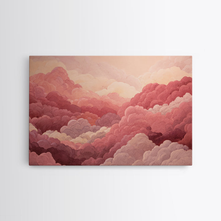 All Pink Cloudscape Canvas Print, Monochrome Art, Boho Decor, Living Room Decor, Fine Art, Mono, Art Print, Digital Art, MON-3x2-88