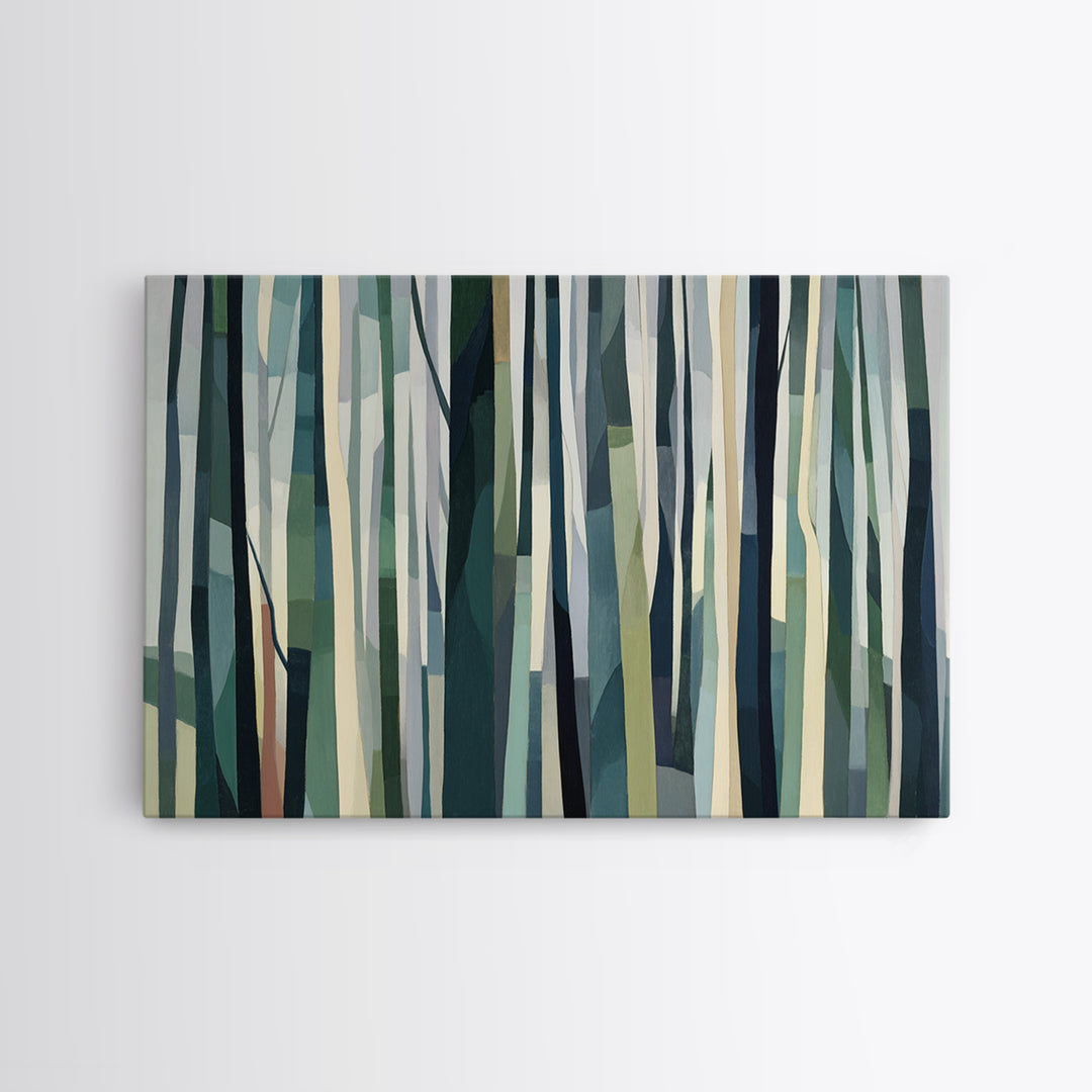 Deep Green Forest Silhouette Study Canvas Print, Monochrome Art, Modern Art, Living Room Decor, Fine Art, Mono, MON-3x2-89