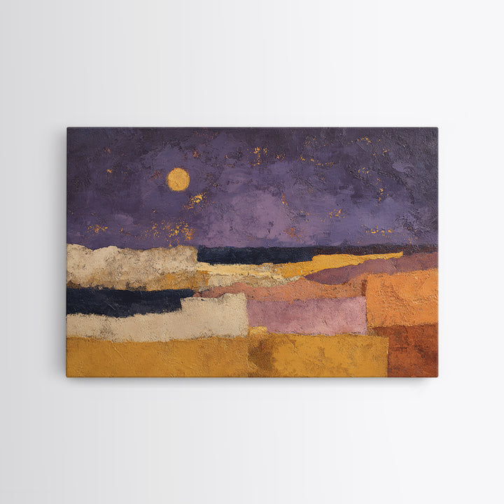 Purple Night Sky Framed Canvas Print, Monochrome Art, Poster, Living Room Decor, Oil Painting, Mono, Textured Wall Art, MON-3x2-91
