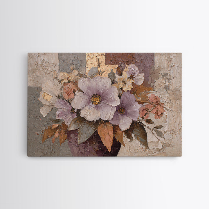 Monochrome Floral Bouquet Canvas Print, Monochrome Art, Boho Wall Art, Living Room Decor, Fine Art, Mono, Neutral Decor, MON-3x2-94
