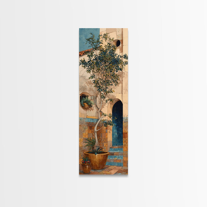 Pomegranate and Brass Bowl Still Life Canvas Print, Moroccan Art, Travel Wall Art, Living Room Decor, Fine Art, Marrakesh, MOR-1x3-10