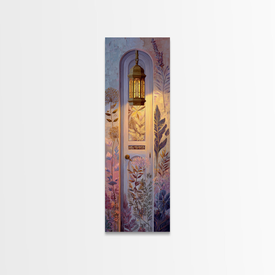 Patterned Door Hardware and Carved Wood Detail Canvas Print, Moroccan Art, Neutral Decor, Living Room Decor, Oil Painting, MOR-1x3-55