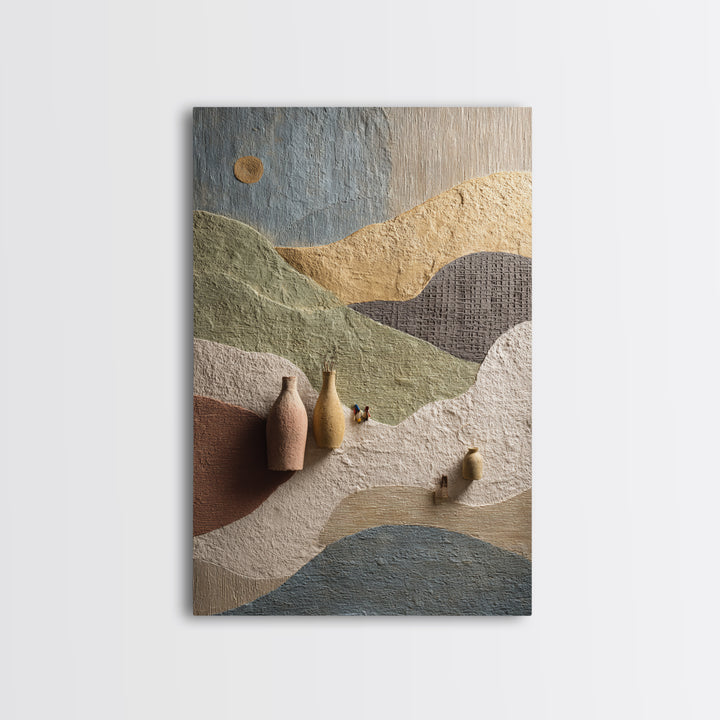 Sahara Dune Waves Framed Canvas Print, Moroccan Art, Boho Decor, Living Room Decor, Oil Painting, Marrakesh, Ramadan Decor, MOR-2x3-100