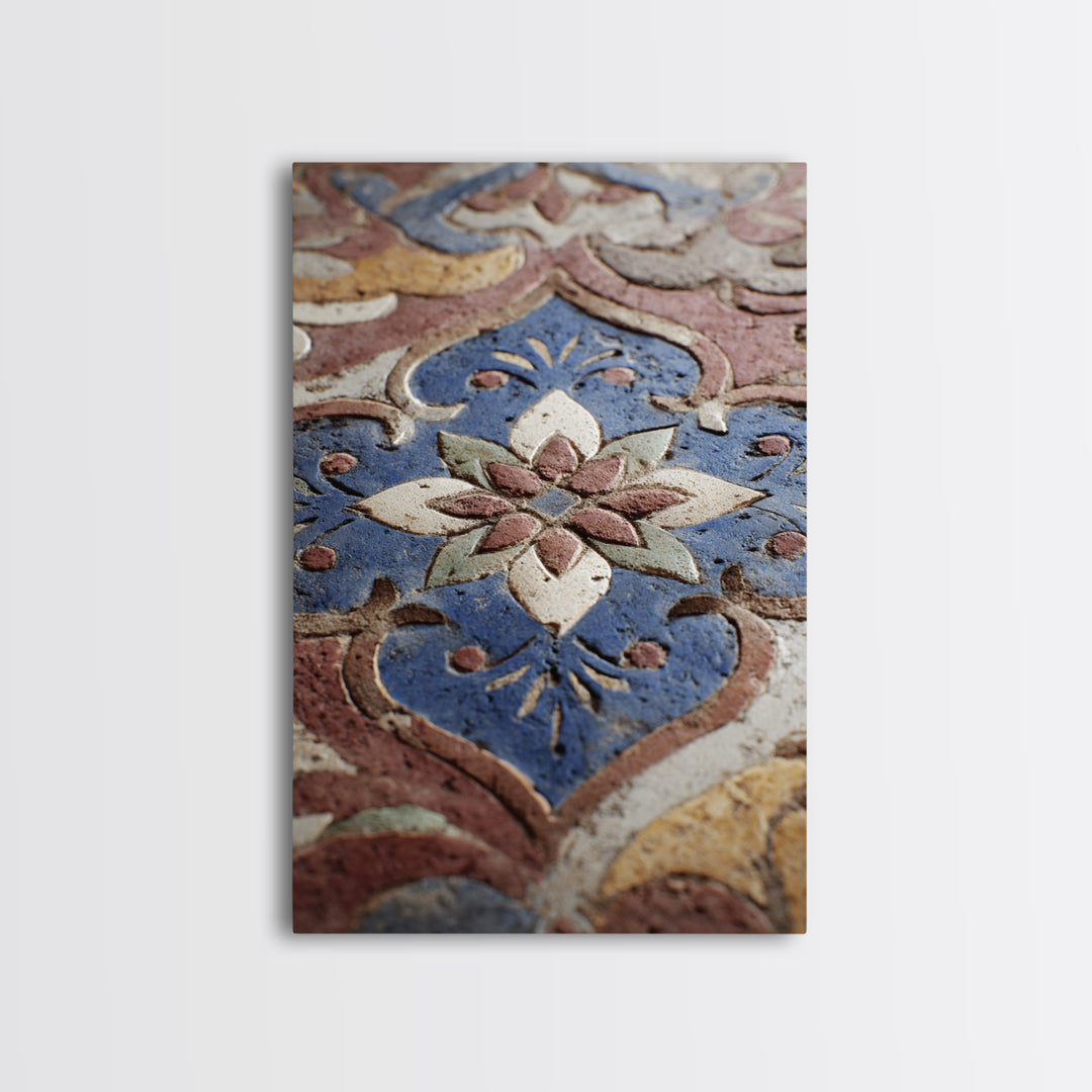 Islamic Geometric Rosette Framed Canvas Print, Moroccan Art, Moroccan Decor, Living Room Decor, Fine Art, Marrakesh, MOR-2x3-68
