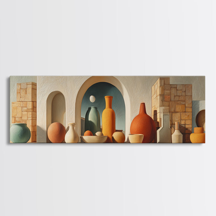 Moroccan Arch Framing a Moonlit Sky Framed Canvas Print, Moroccan Art, Wall Art, Living Room Decor, Fine Art, Marrakesh, MOR-3x1-56
