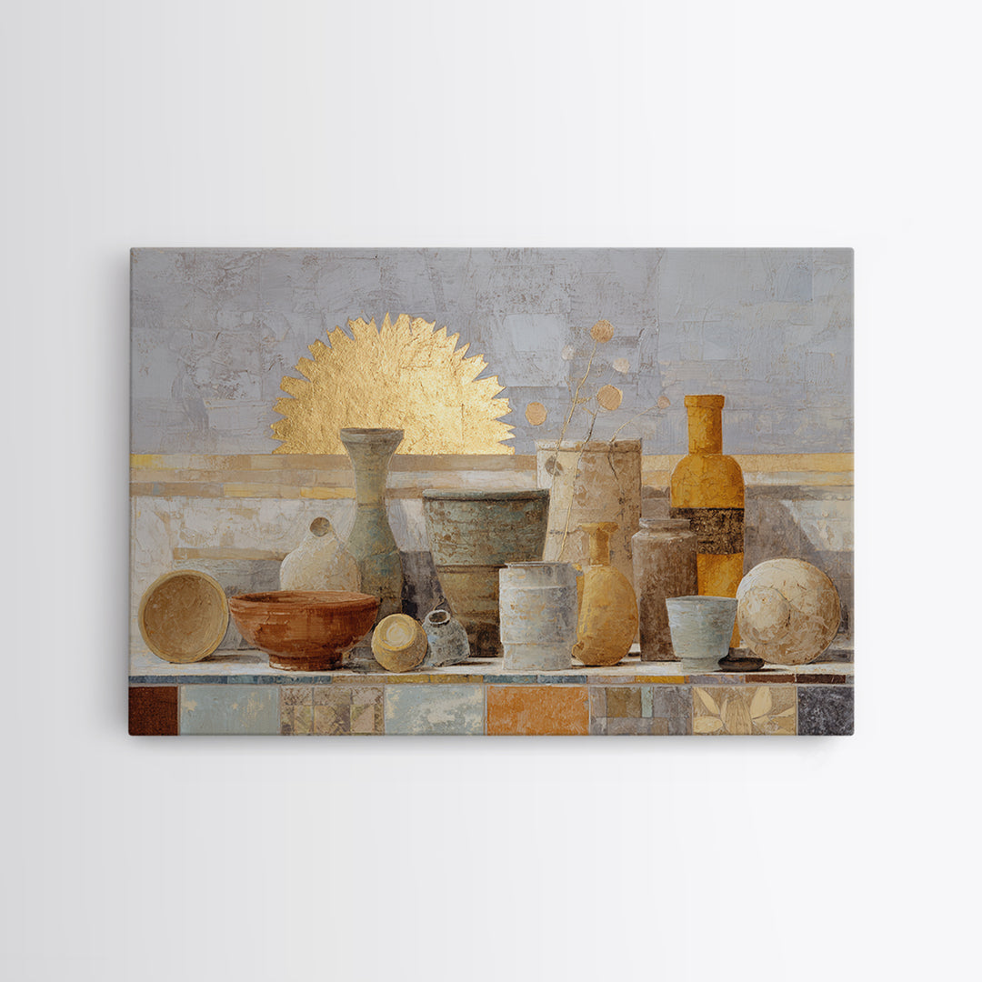 Gold Geometric Sunburst Framed Canvas Print, Moroccan Art, Living Room Decor, Fine Art, Marrakesh, Travel Poster, Map Wall Art, MOR-3x2-100