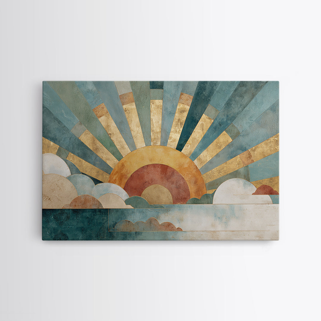 Gold Geometric Sunburst Canvas Print, Moroccan Art, Art Print, Living Room Decor, Fine Art, Marrakesh 576, Set of Prints, MOR-3x2-76