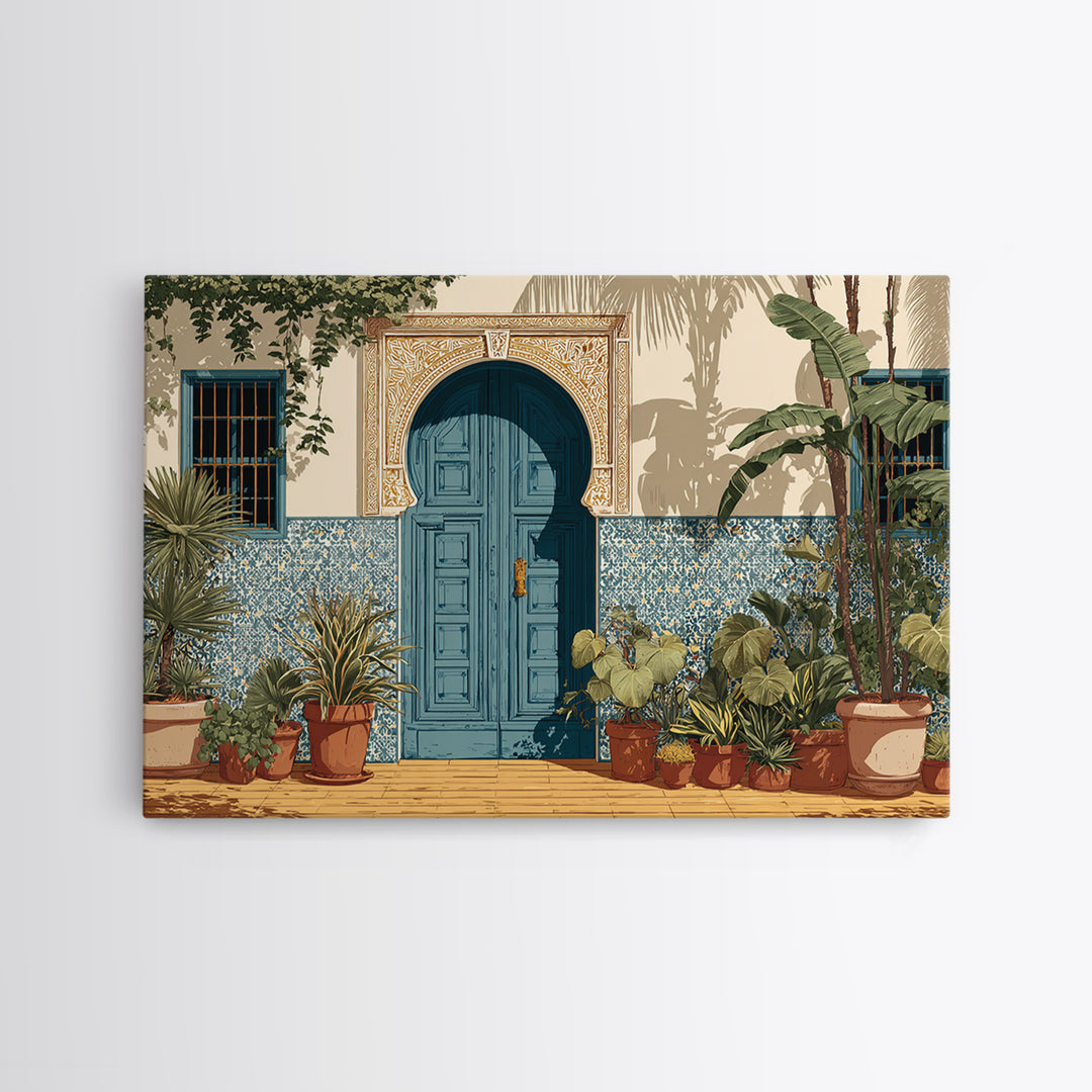 Patterned Door Hardware and Carved Wood Detail Canvas Print, Moroccan Art, Gallery Wall Set, Living Room Decor, Marrakesh, MOR-3x2-95