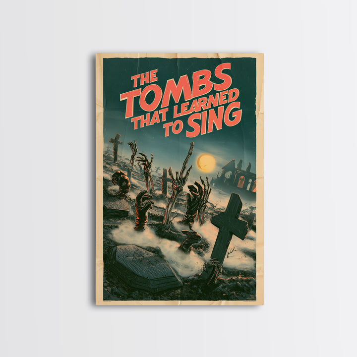 The Tombs That Learned To Sing, English Language Horror Movie Poster, Giallo Horror Art, Gothic Cinema Wall Art, Canvas Print