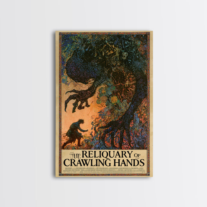 The Reliquary Of Crawling Hands, English Language Horror Movie Poster, Stained Glass Gothic Art, Classic Monster Poster, Horror Wall Decor