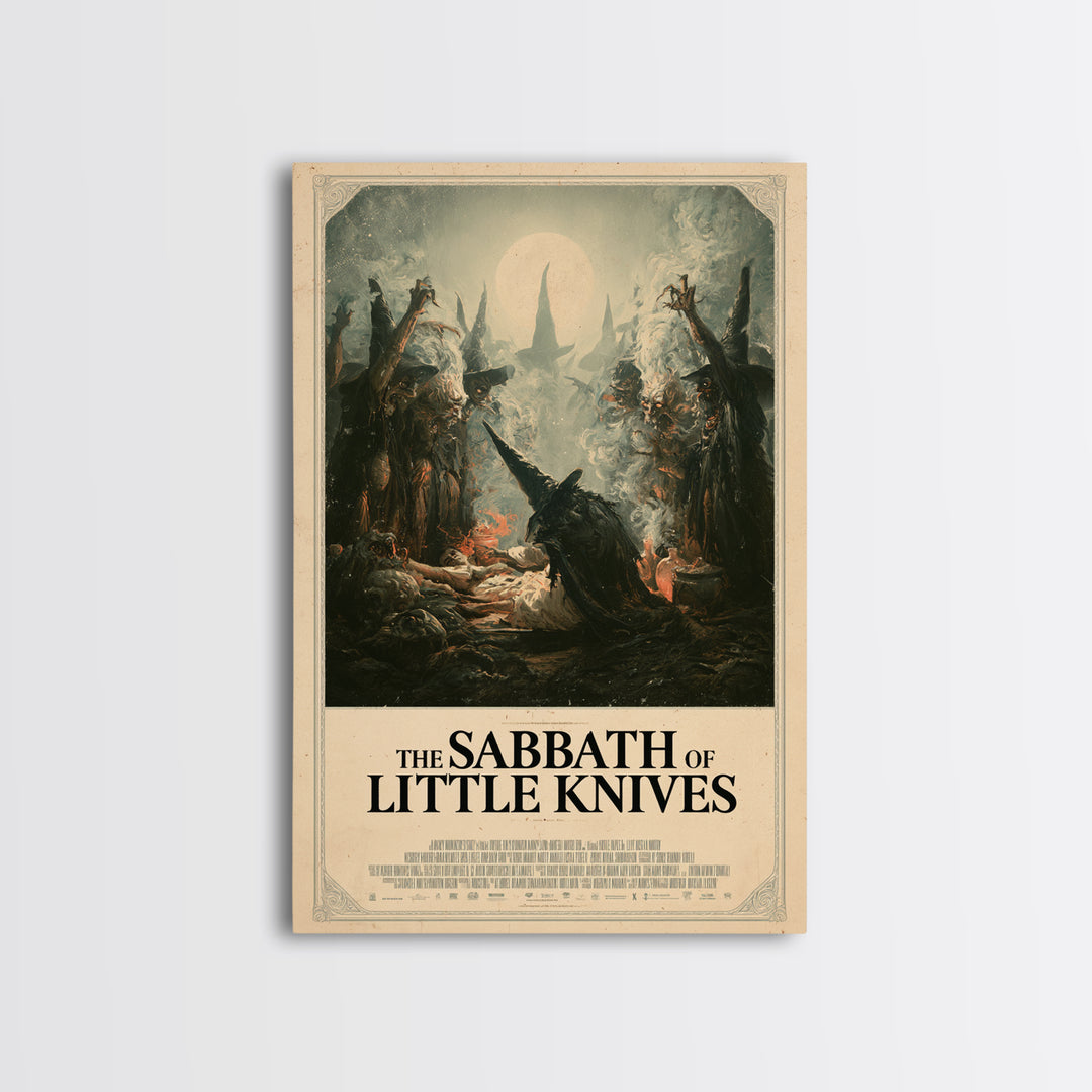The Sabbath Of Little Knives, English Language Horror Movie Poster, Gothic Nightmare Art, Gothic Cinema Wall Art, Framed Canvas Print
