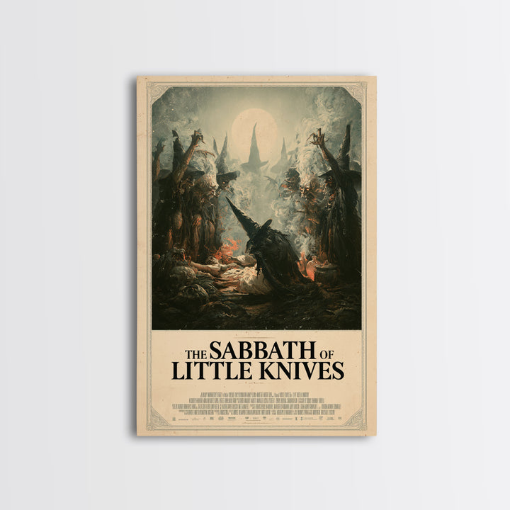 The Sabbath Of Little Knives, English Language Horror Movie Poster, Gothic Nightmare Art, Gothic Cinema Wall Art, Framed Canvas Print