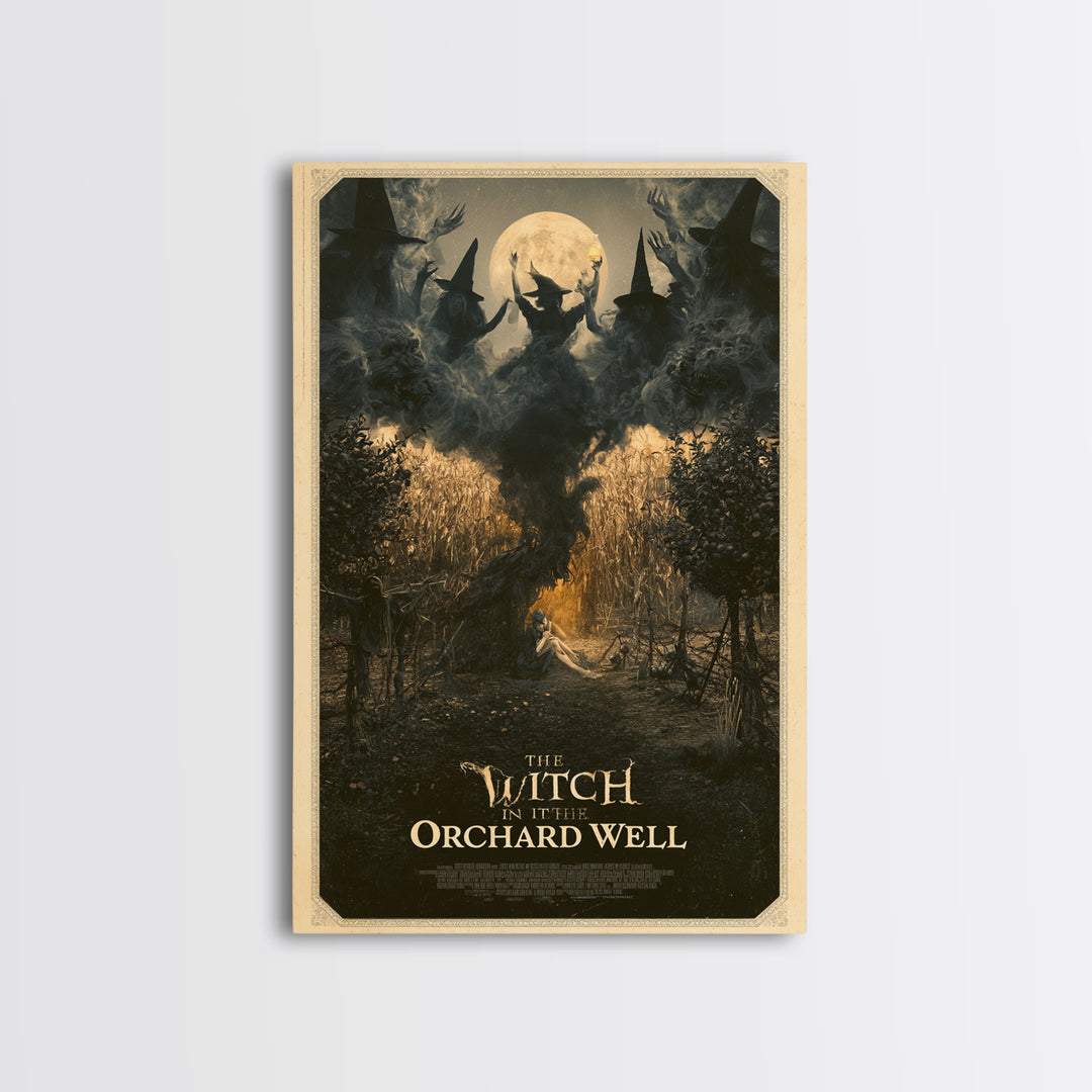The Witch In The Orchard Well, English Language Horror Movie Poster, Gothic Nightmare Art, Retro Horror Movie Art, Canvas Print