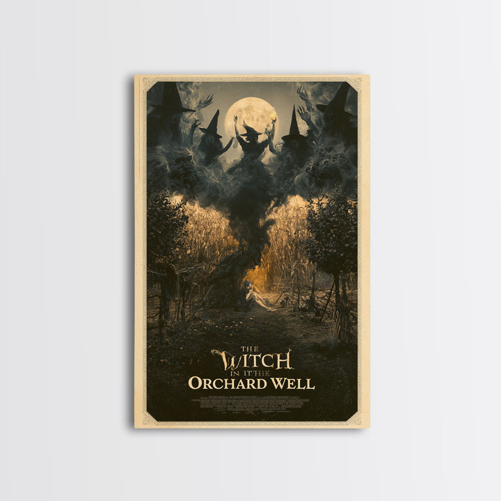 The Witch In The Orchard Well, English Language Horror Movie Poster, Gothic Nightmare Art, Retro Horror Movie Art, Canvas Print
