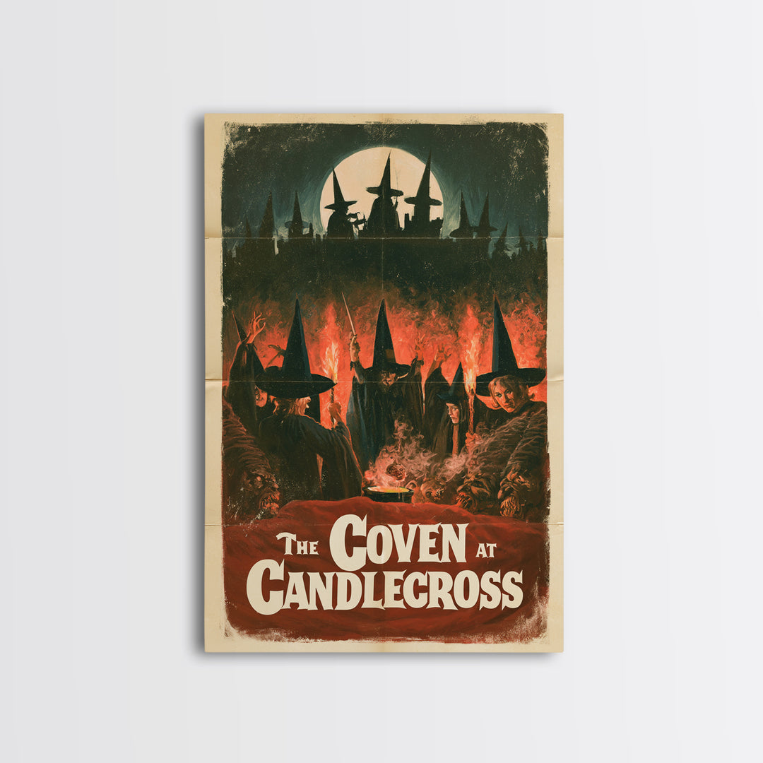 The Coven At Candlecross, English Language Horror Movie Poster, 1960s Horror Art, Retro Horror Movie Art, Framed Canvas Print