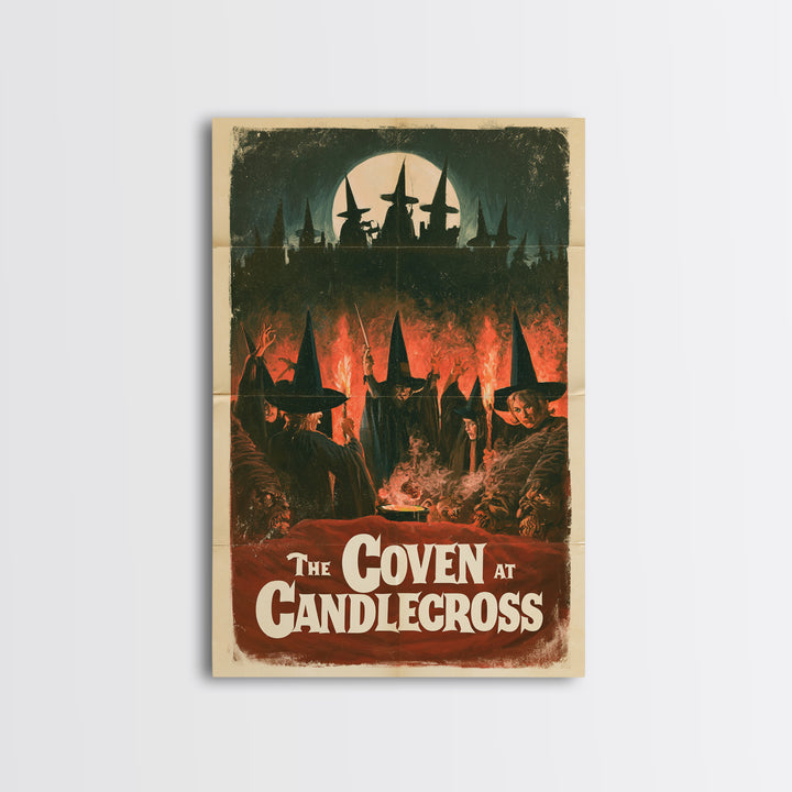The Coven At Candlecross, English Language Horror Movie Poster, 1960s Horror Art, Retro Horror Movie Art, Framed Canvas Print