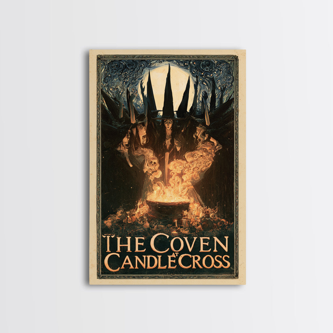 The Coven At Candlecross, English Language Horror Movie Poster, Stained Glass Gothic Art, Cult Horror Poster, Canvas Print