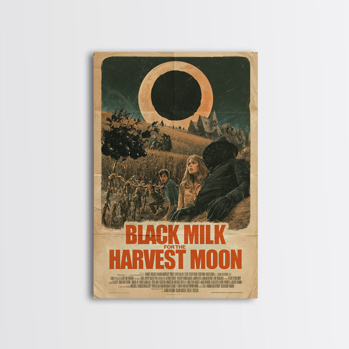 Black Milk For The Harvest Moon, English Language Horror Movie Poster, Giallo Horror Art, Gothic Cinema Wall Art, Canvas Print