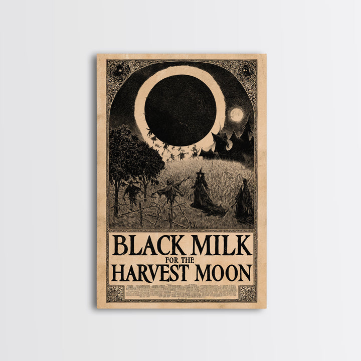 Black Milk For The Harvest Moon, English Language Horror Movie Poster, Decadent Line Art, Classic Monster Poster, Canvas Print