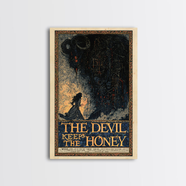 The Devil Keeps The Honey, English Language Horror Movie Poster, Stained Glass Gothic Art, Classic Monster Poster, Canvas Print