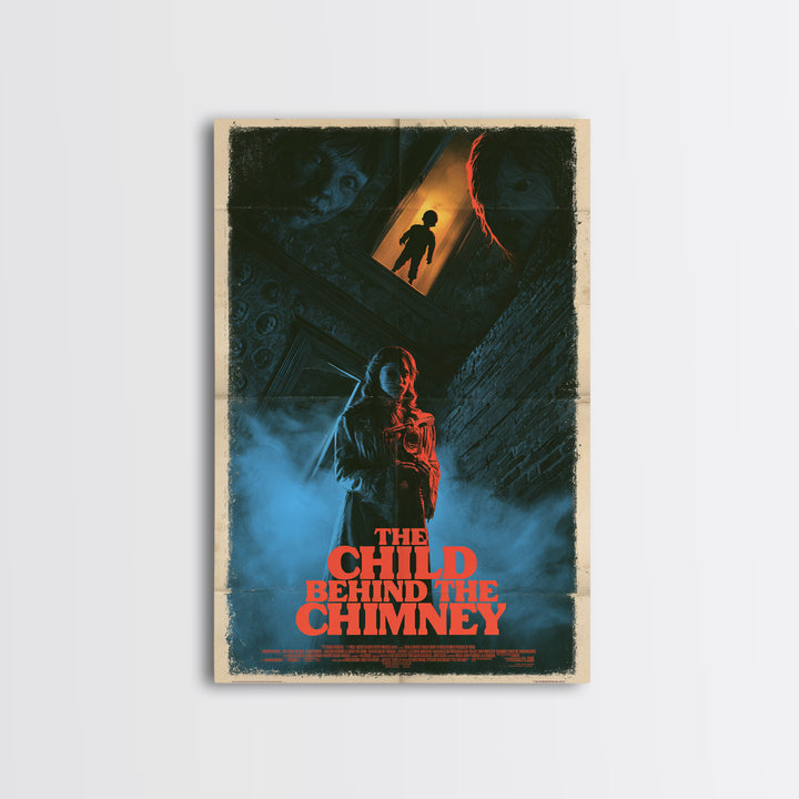 The Child Behind The Chimney, English Language Horror Movie Poster, 1980s Vhs Nightmare Cover Inspired Art, Cult Horror Poster, Canvas Print