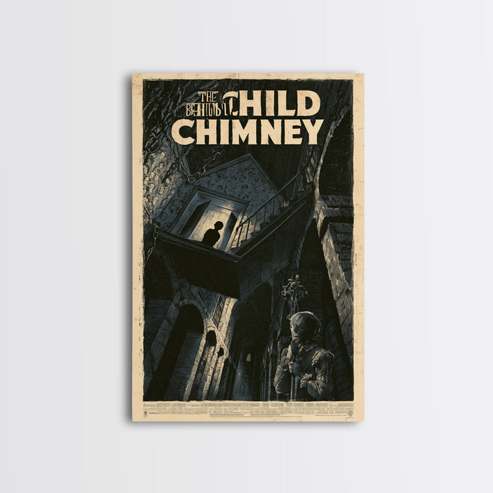The Child Behind The Chimney, English Language Horror Movie Poster, Architectural Etching Art, Classic Monster Poster