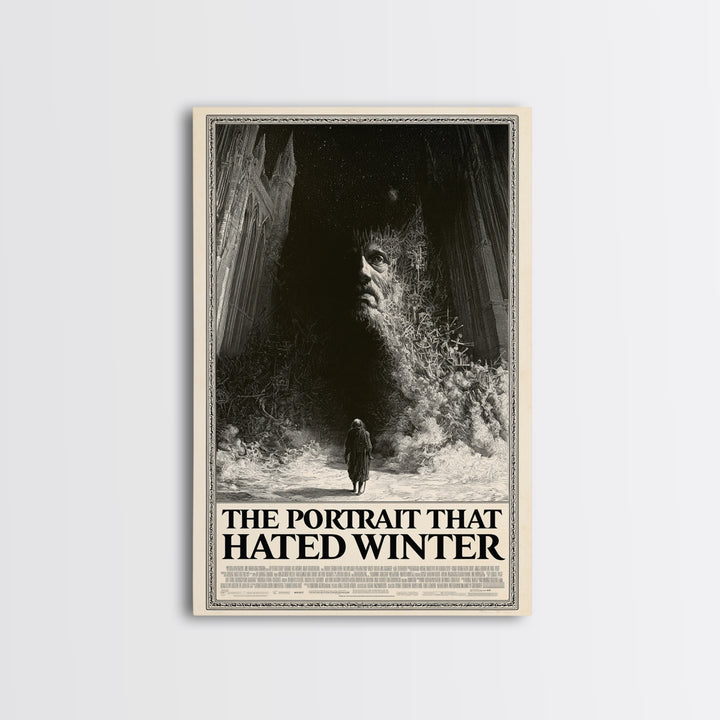 The Portrait That Hated Winter, English Language Horror Movie Poster, Gothic Engraving Art, Retro Horror Movie Art, Framed Canvas Print