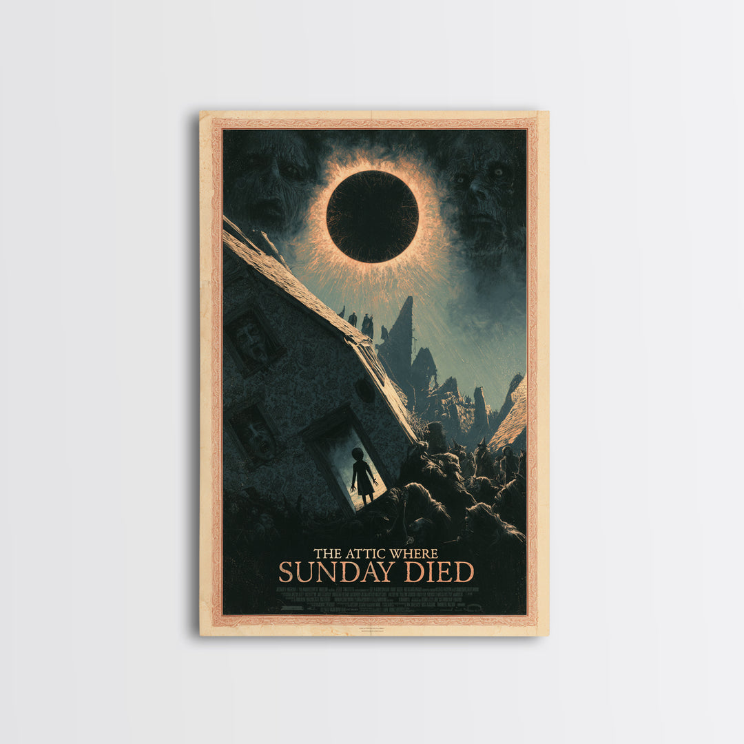 The Attic Where Sunday Died, English Language Horror Movie Poster, Dark Romantic Horror Art, Cult Horror Poster, Canvas Print