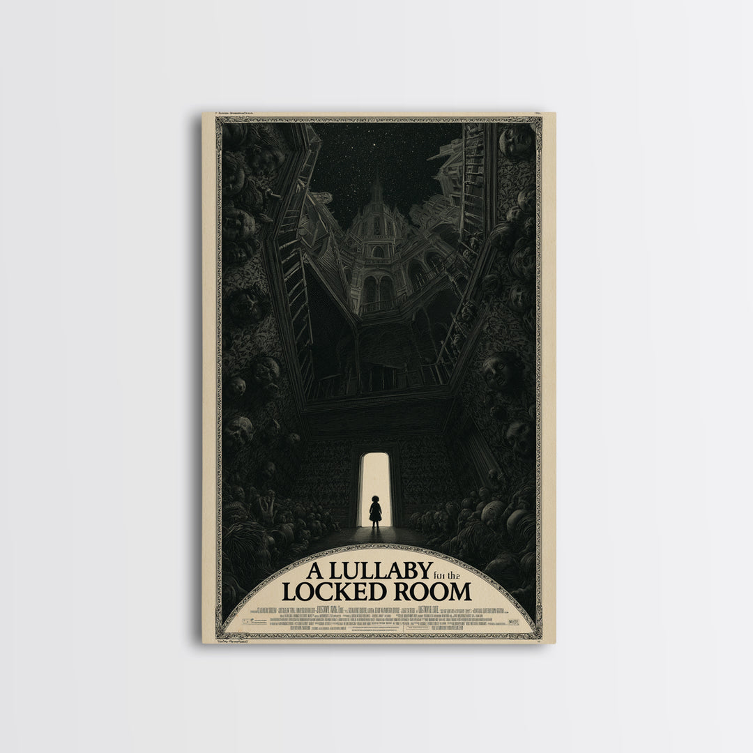 A Lullaby For The Locked Room, English Language Horror Movie Poster, Gothic Engraving Art, Retro Horror Movie Art, Canvas Print