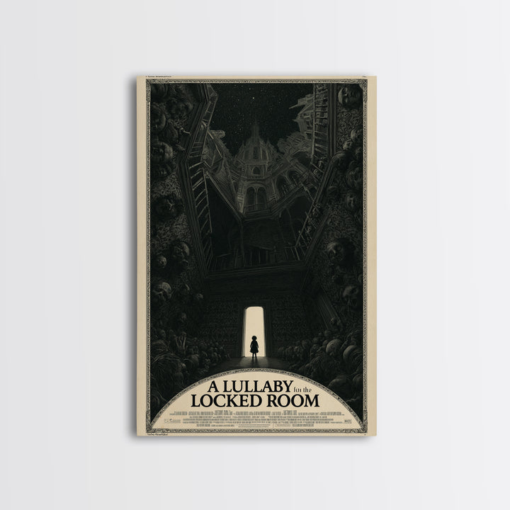 A Lullaby For The Locked Room, English Language Horror Movie Poster, Gothic Engraving Art, Retro Horror Movie Art, Canvas Print