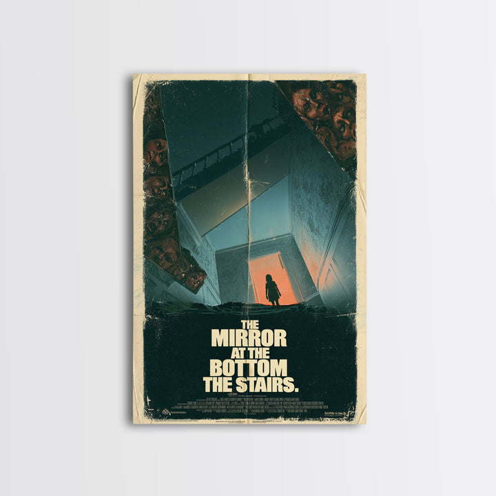 The Mirror At The Bottom Of The Stairs, English Language Horror Movie Poster, 1970s Horror Art, Cult Horror Poster, Framed Canvas Print