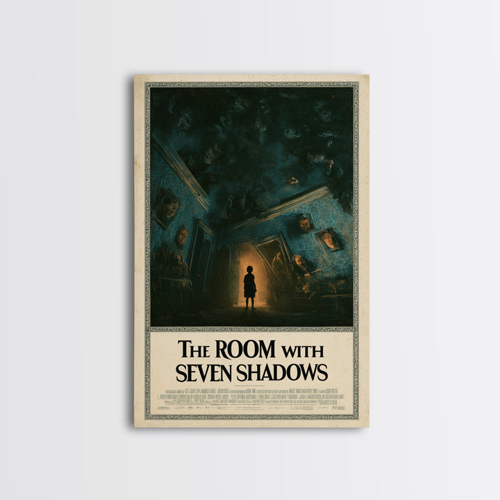 The Room With Seven Shadows, English Language Horror Movie Poster, Dark Romantic Horror Art, Gothic Cinema Wall Art, Framed Canvas Print