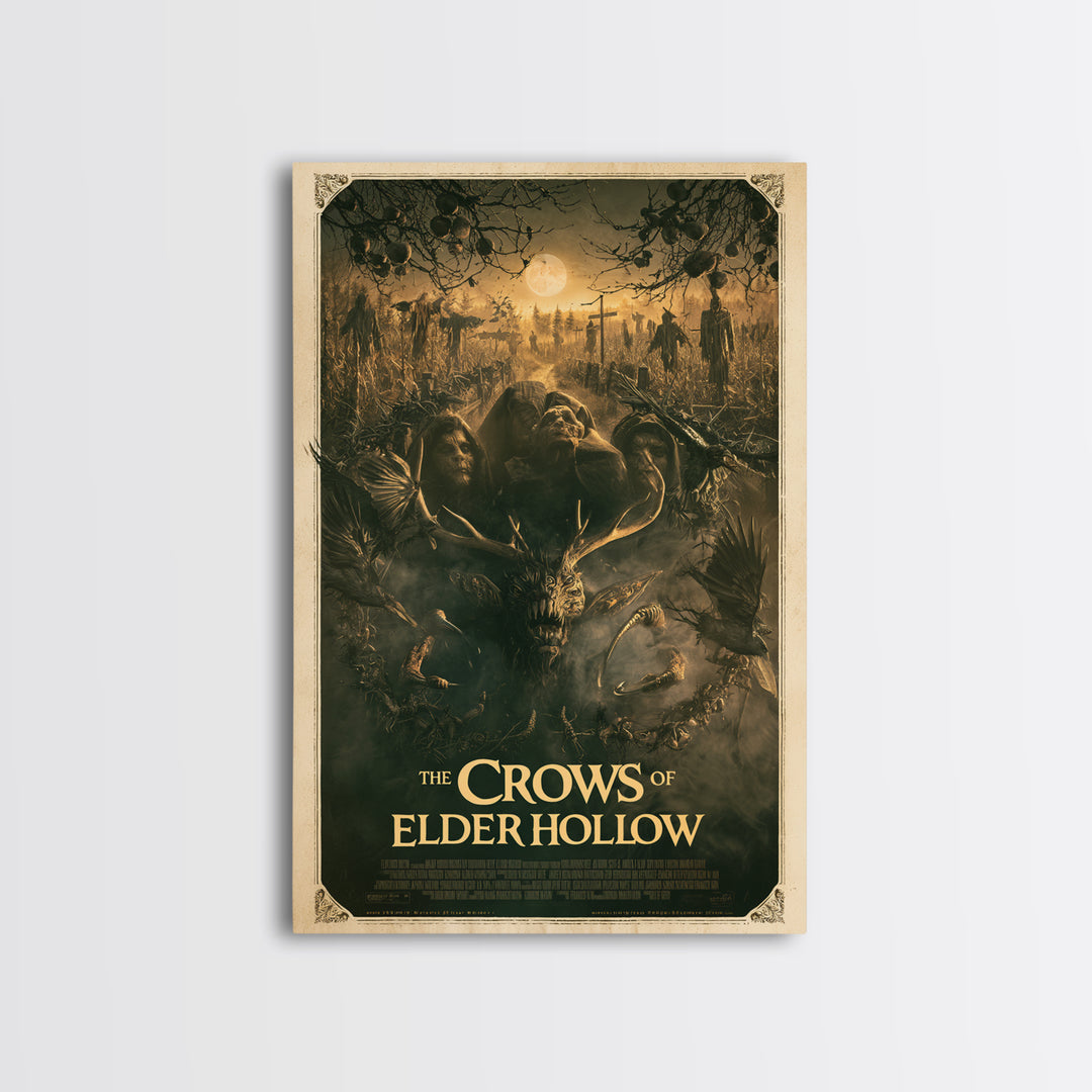 The Crows Of Elder Hollow, English Language Horror Movie Poster, Dark Romantic Horror Art, Retro Horror Movie Art, Canvas Print