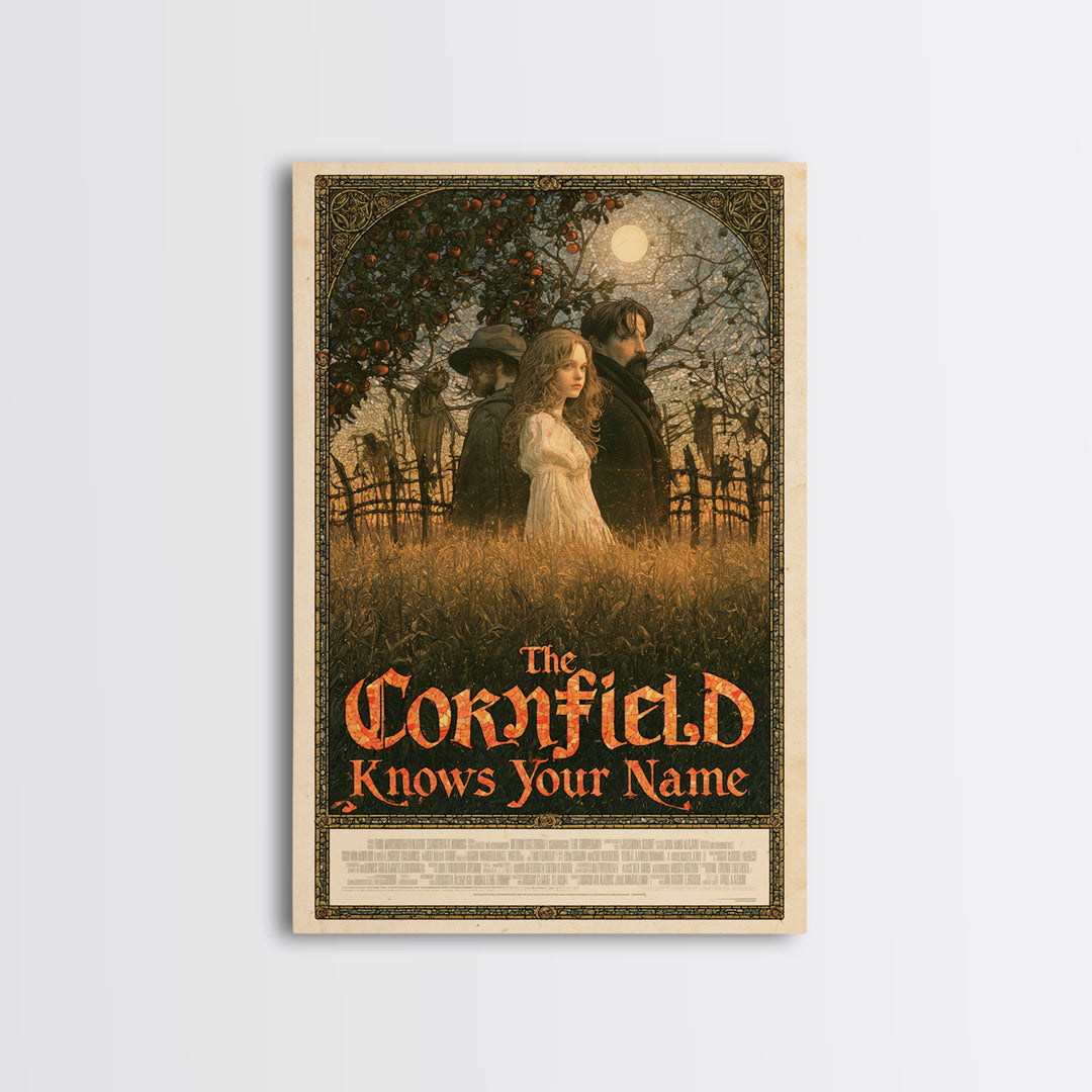 The Cornfield Knows Your Name, English Language Horror Movie Poster, Stained Glass Gothic Art, Classic Monster Poster, Canvas Print