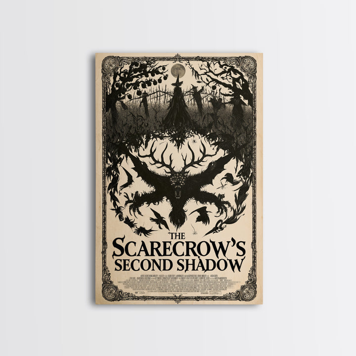 The Scarecrow'S Second Shadow, English Language Horror Movie Poster, Decadent Line Art, Cult Horror Poster, Canvas Print