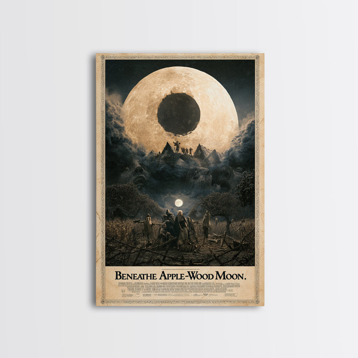 Beneath The Apple-Wood Moon, English Language Horror Movie Poster, Dark Romantic Horror Art, Retro Horror Movie Art, Canvas Print