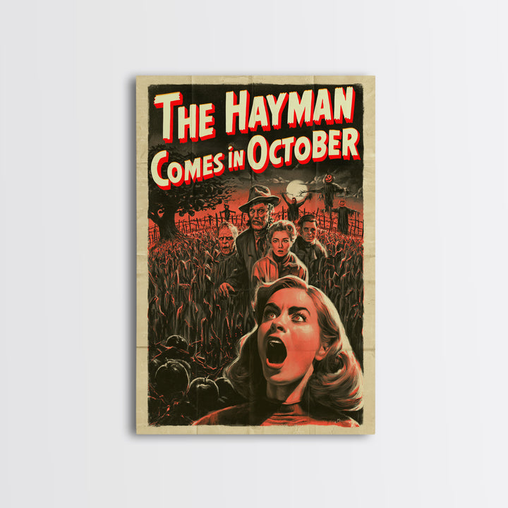 The Hayman Comes In October, English Language Horror Movie Poster, 1950s Creature-Feature One-Sheet Inspired Art, Gothic Cinema Wall Art