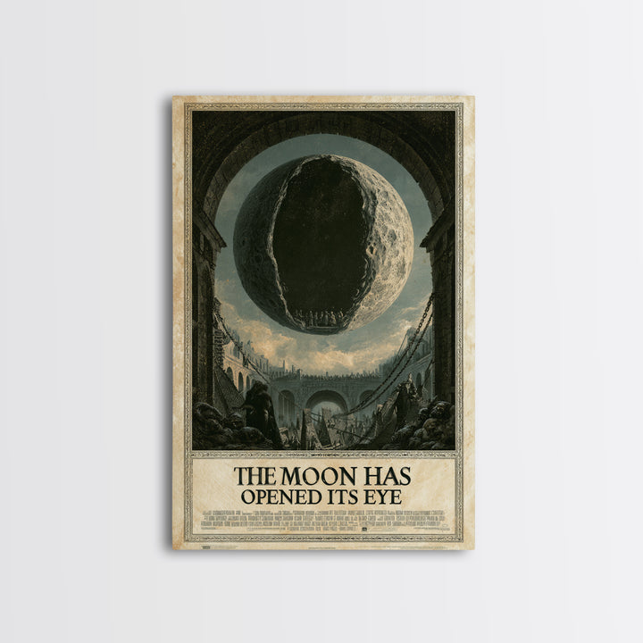 The Moon Has Opened Its Eye, English Language Horror Movie Poster, Architectural Etching Art, Retro Horror Movie Art