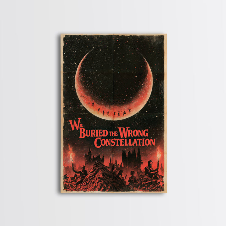 We Buried The Wrong Constellation, English Language Horror Movie Poster, 1960s Horror Art, Classic Monster Poster, Framed Canvas Print