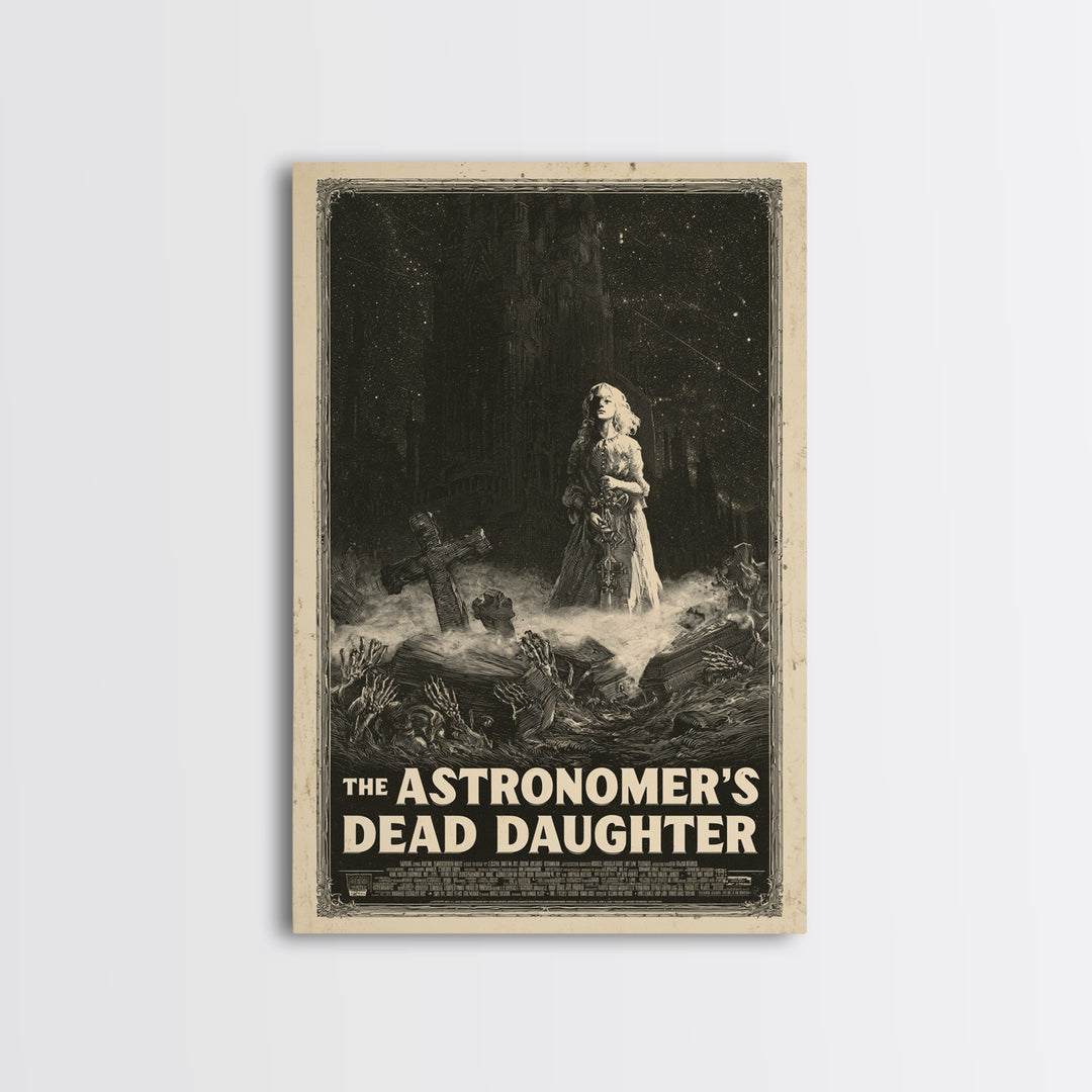 The Astronomer'S Dead Daughter, English Language Horror Movie Poster, Gothic Engraving Art, Retro Horror Movie Art, Canvas Print