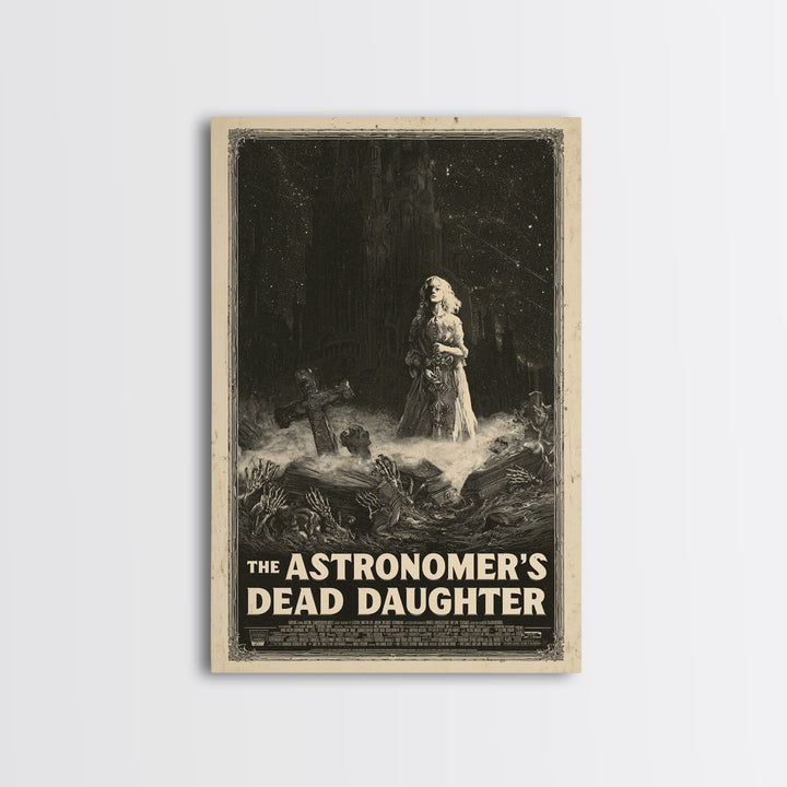 The Astronomer'S Dead Daughter, English Language Horror Movie Poster, Gothic Engraving Art, Retro Horror Movie Art, Canvas Print