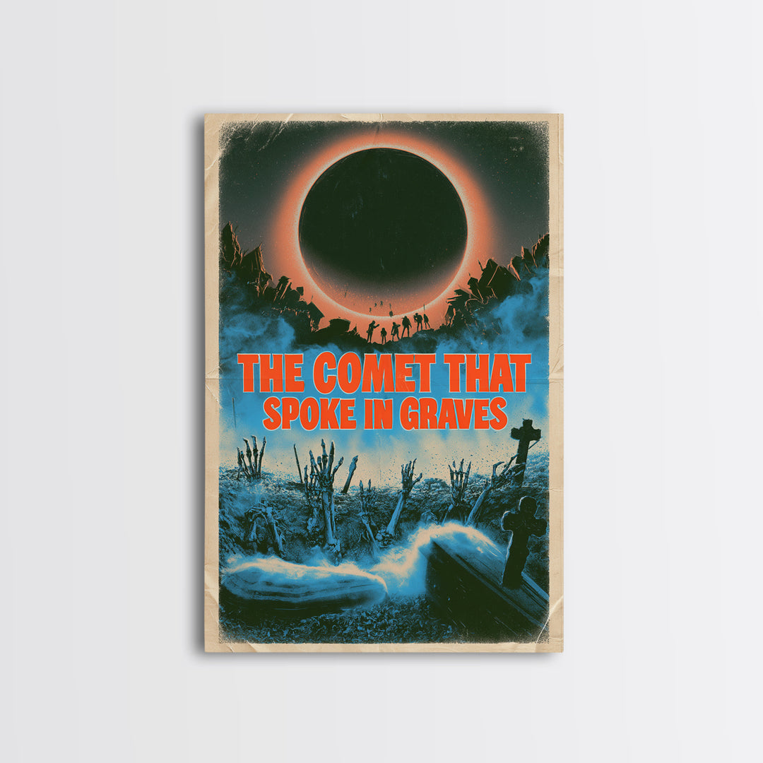 The Comet That Spoke In Graves, English Language Horror Movie Poster, 1980s Vhs Nightmare Cover Inspired Art, Cult Horror Poster