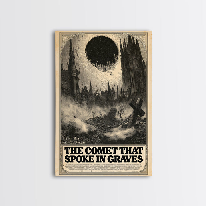 The Comet That Spoke In Graves, English Language Horror Movie Poster, Gothic Engraving Art, Retro Horror Movie Art, Canvas Print
